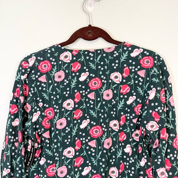 Matilda Jane Top Women Large Green Floral V Neck Long Sleeve Button Blouse NWT - Picture 6 of 8